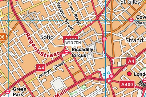 w1d 7|Map of W1D 7DH postcode .